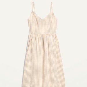 Old Navy Beige Checkered Maxi Dress